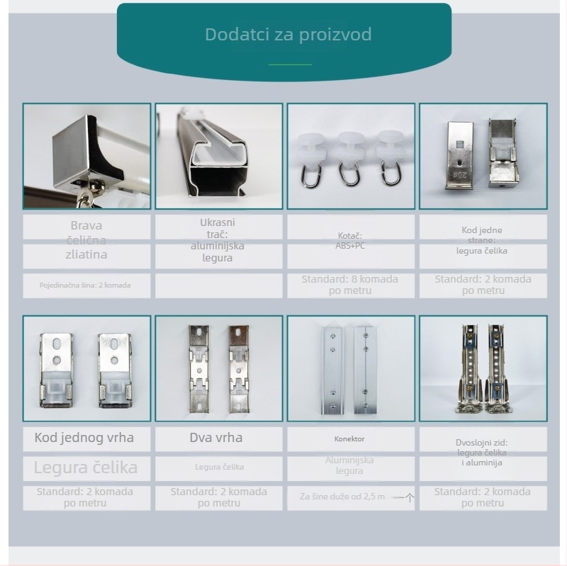 Qingling tračnica za zavjese od aluminijske legure – tih rad, model Q100, prilagodljiva, moderni minimalistički stil