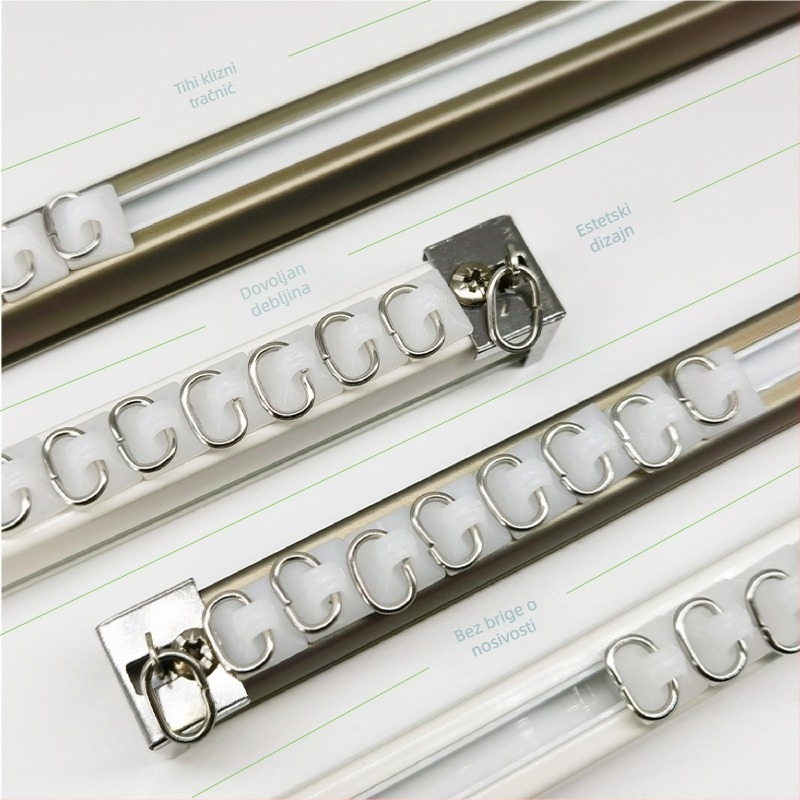 Qingling tračnica za zavjese od aluminijske legure – tih rad, model Q100, prilagodljiva, moderni minimalistički stil