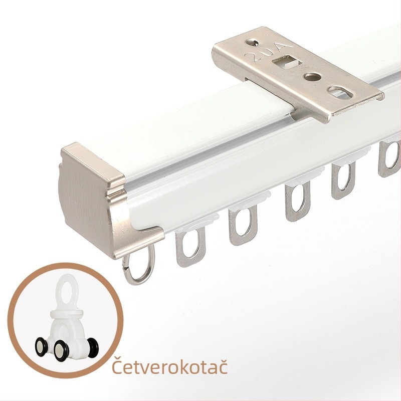 Šina za zavjese – aluminijska legura, ravna šina, ležajna kolut, model 704, za viseće zavjese