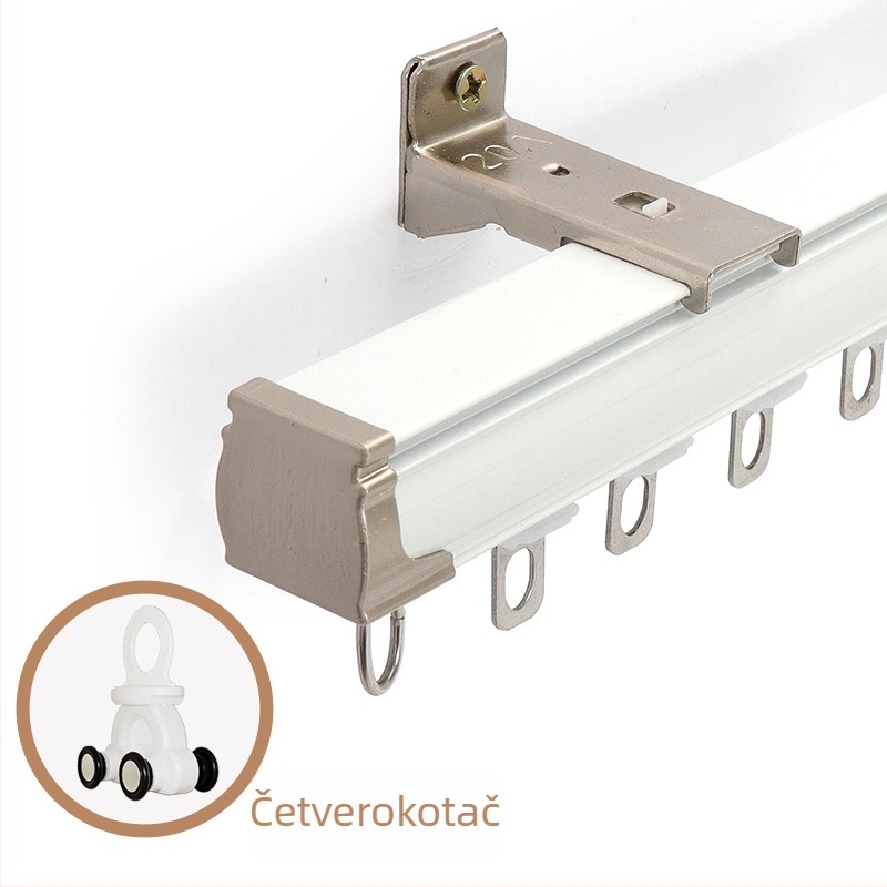 Šina za zavjese – aluminijska legura, ravna šina, ležajna kolut, model 704, za viseće zavjese