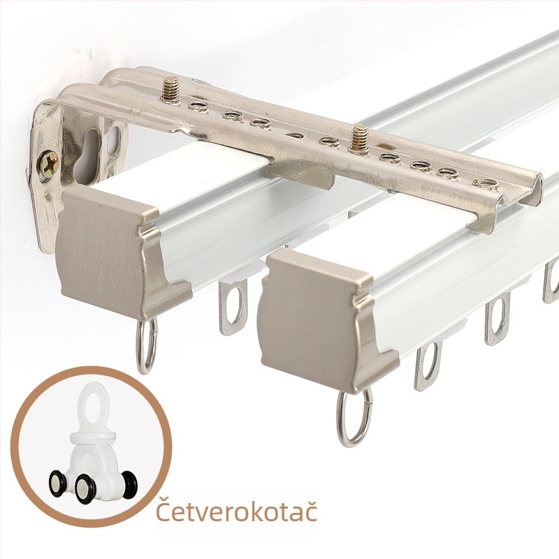 Šina za zavjese – aluminijska legura, ravna šina, ležajna kolut, model 704, za viseće zavjese