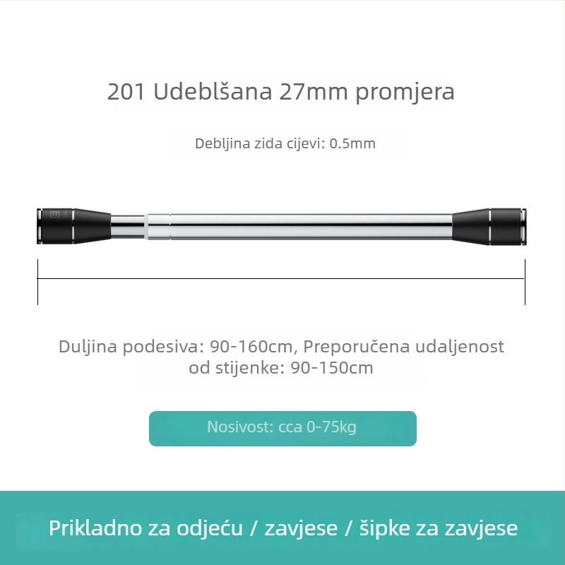 Epai teleskopska šipka za odjeću od nehrđajućeg čelika — za sušenje na balkonu, moderni minimalizam, lansirano 2020.