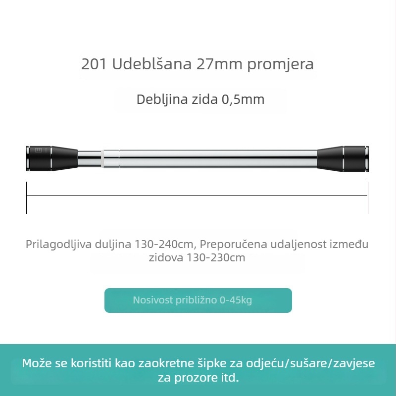 Epai teleskopska šipka za odjeću od nehrđajućeg čelika — za sušenje na balkonu, moderni minimalizam, lansirano 2020.