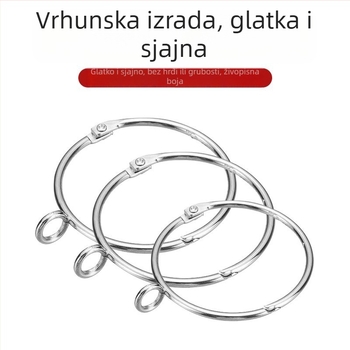 Metalni zavjesni prsten – kružna petlja za rimsku šinu, moderan minimalistički stil, prilagodljiv.
