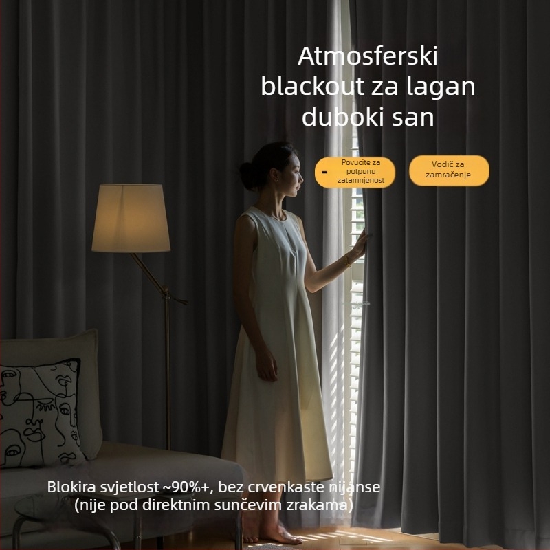 Dvoslojna AB Chenille zavjesa za prozor za dnevni boravak, spavaću sobu i ured — poliester, 90–100% blokiranje svjetla, prugasti/monofoni uzorak