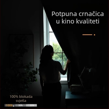 Pozadina zavjesa za dnevni prostor – presvučena tkanina, Velcro pozadina, potpuno zamračenje (>90%), moderni minimalistički stil, složena izrada; za dnevni boravak, spavaću sobu, radnu sobu