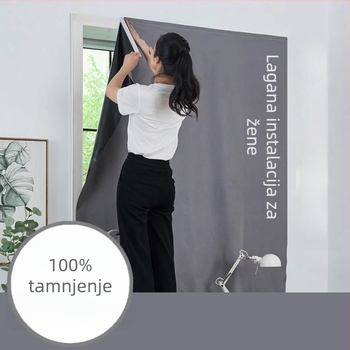 Pozadina zavjesa za dnevni prostor – presvučena tkanina, Velcro pozadina, potpuno zamračenje (>90%), moderni minimalistički stil, složena izrada; za dnevni boravak, spavaću sobu, radnu sobu