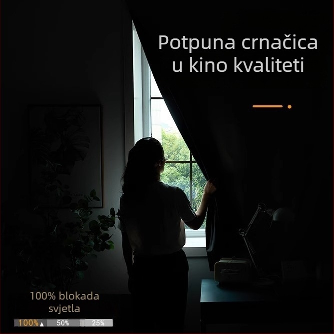 Pozadina zavjesa za dnevni prostor – presvučena tkanina, Velcro pozadina, potpuno zamračenje (>90%), moderni minimalistički stil, složena izrada; za dnevni boravak, spavaću sobu, radnu sobu