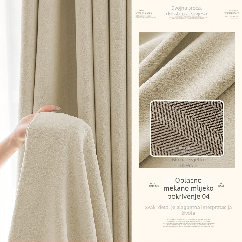 Dvostrane Chenille zavjese, poliesterska tkanina Jacquard, zatamnjenje 70–90%, prugasti uzorak, strojno pranje