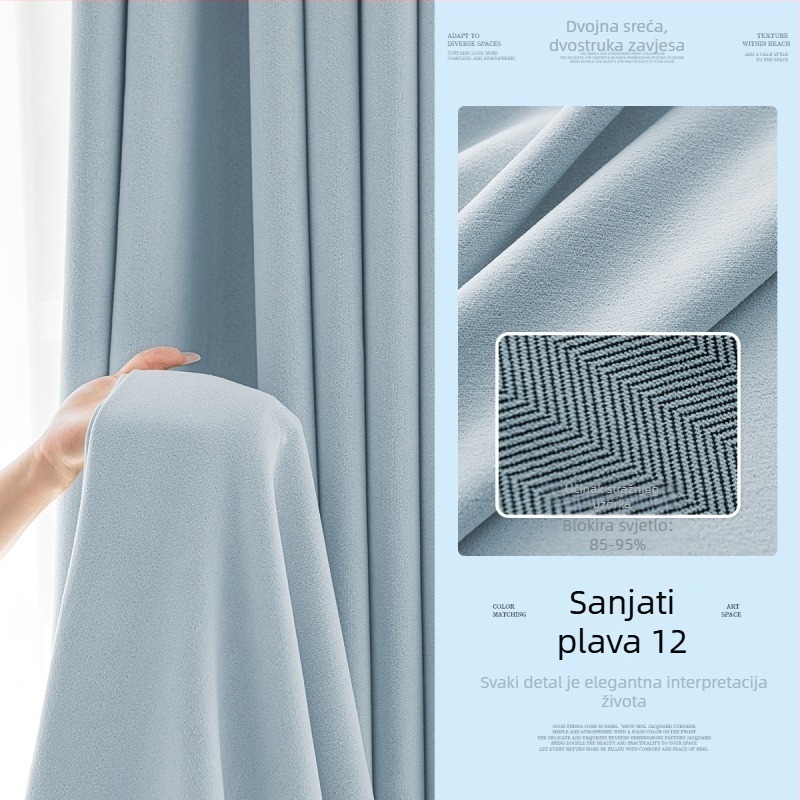 Dvostrane Chenille zavjese, poliesterska tkanina Jacquard, zatamnjenje 70–90%, prugasti uzorak, strojno pranje