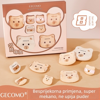 GECOMO set pudrovih puffova – hidrofilični nelatex materijal, kapkovit oblik, za besprijekornu primjenu šminke