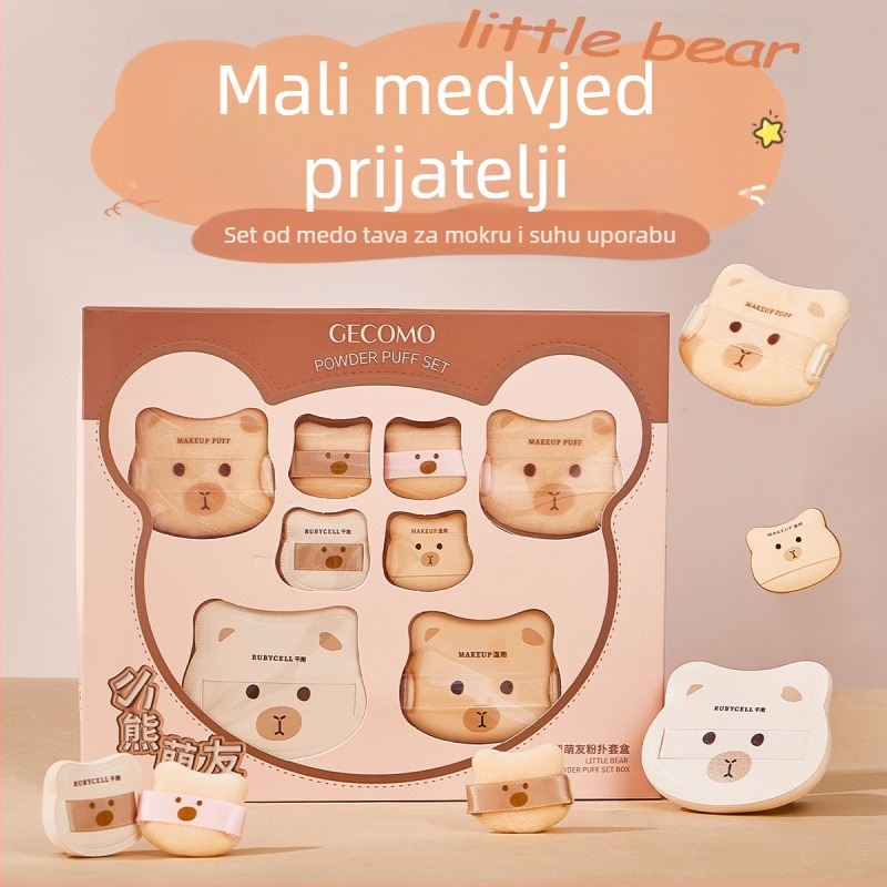 GECOMO set pudrovih puffova – hidrofilični nelatex materijal, kapkovit oblik, za besprijekornu primjenu šminke