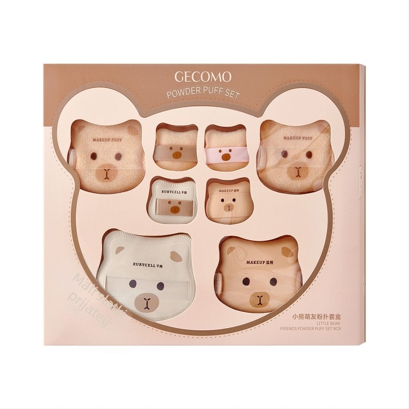 GECOMO set pudrovih puffova – hidrofilični nelatex materijal, kapkovit oblik, za besprijekornu primjenu šminke