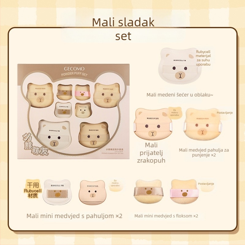 GECOMO set pudrovih puffova – hidrofilični nelatex materijal, kapkovit oblik, za besprijekornu primjenu šminke