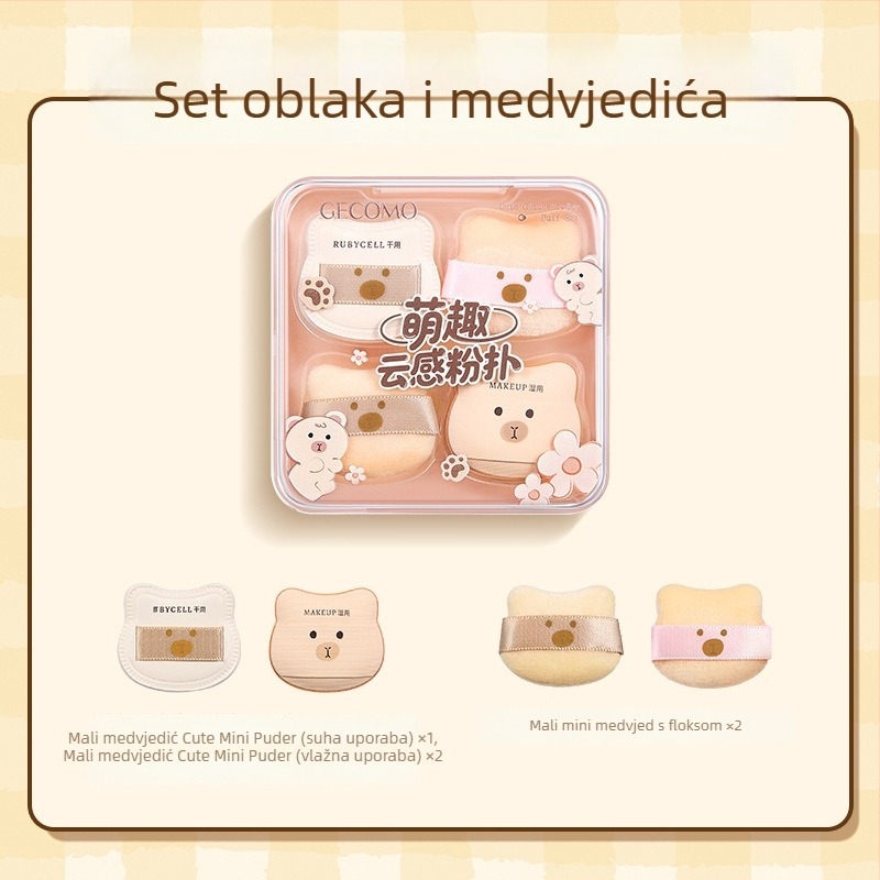 GECOMO set pudrovih puffova – hidrofilični nelatex materijal, kapkovit oblik, za besprijekornu primjenu šminke