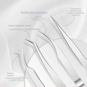 Pinceta za trepavice za grafting, nehrđajući čelik, antistatikički