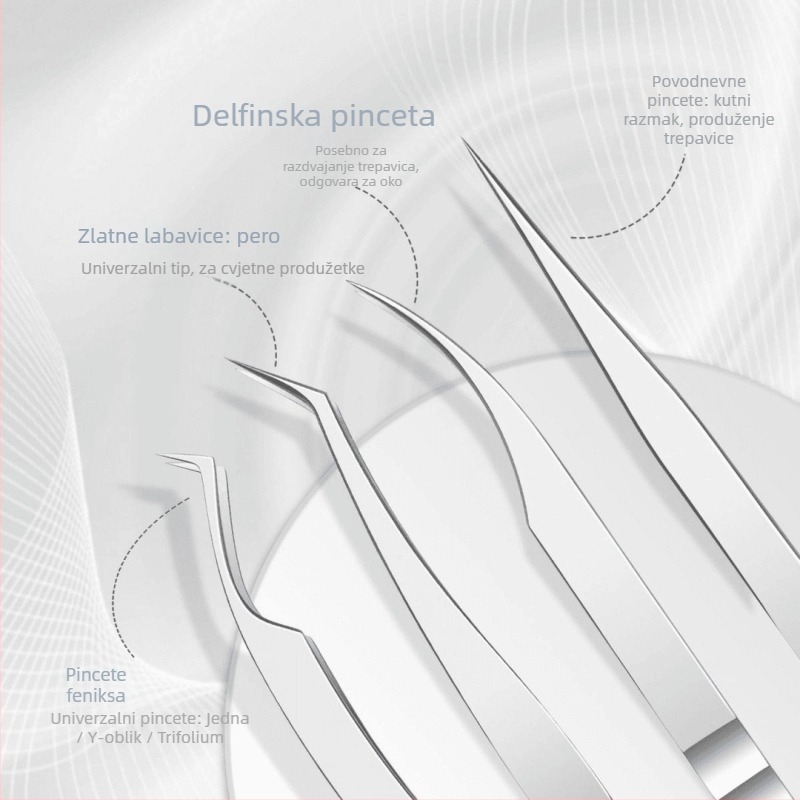 Pinceta za trepavice za grafting, nehrđajući čelik, antistatikički