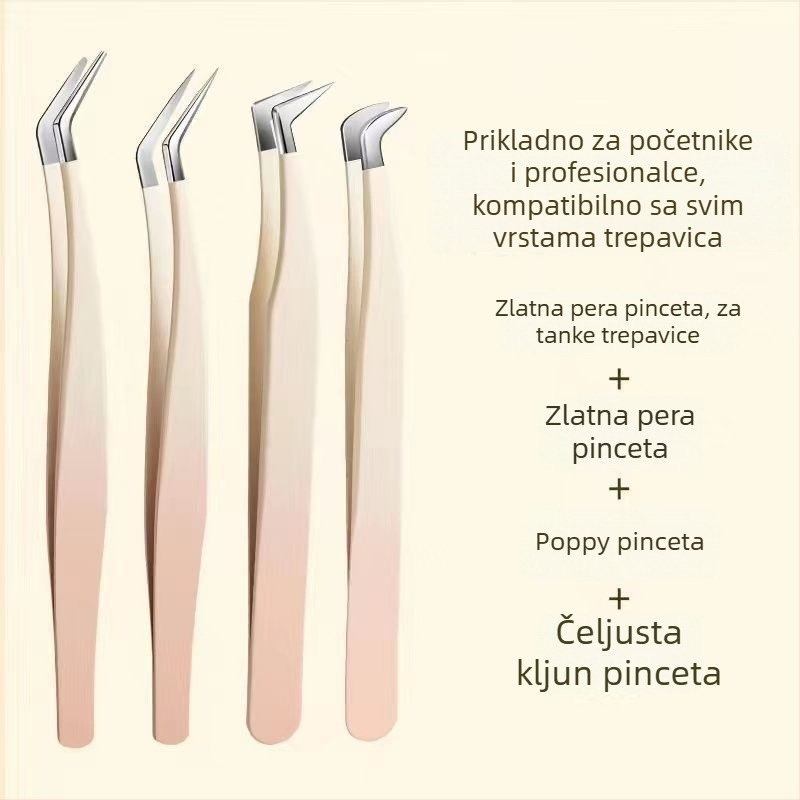 Pinzete za trepavice i set alata za produljenje trepavica, visoka preciznost od nehrđajućeg čelika, Six Six Beauty
