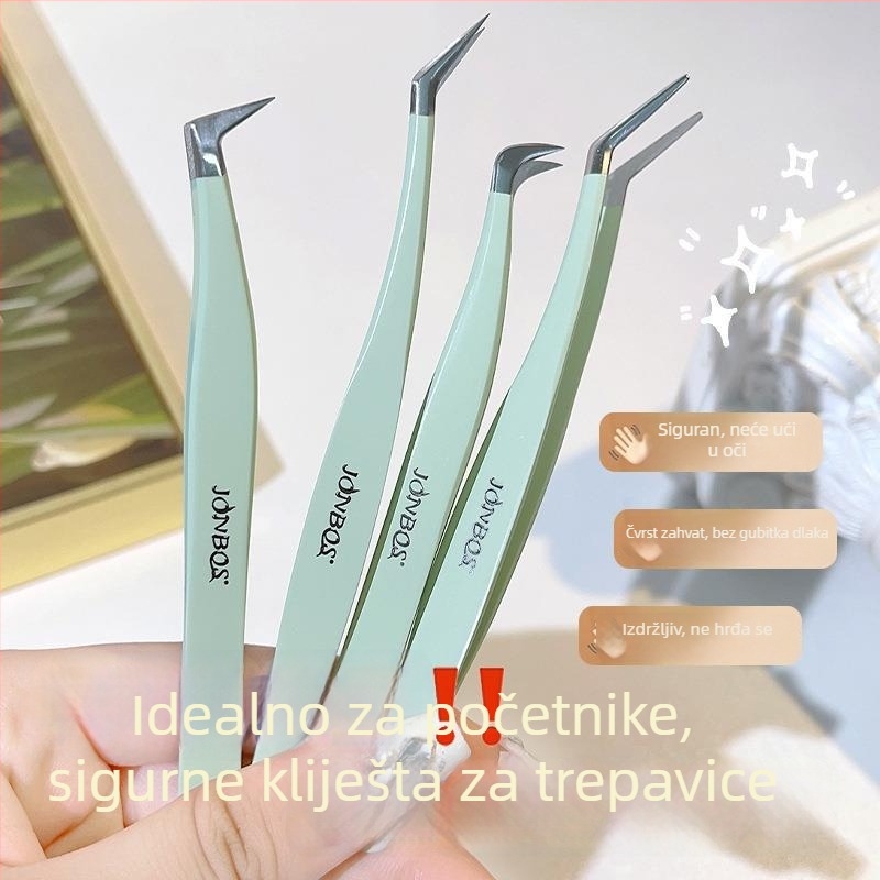 JONBOS nehrđajuće čelične pinze za lažne trepavice – pinze za grafting trepavica, alat za početnike, Jin Yu kliješta za nastavnike trepavica
