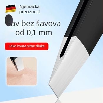 Liuliu beauty plošćasta pinceta od nehrđajućeg čelika – višenamjenski alat za njegu lica: uklanjanje dlaka, oblikovanje obrva i uvrtanje lažnih trepavica