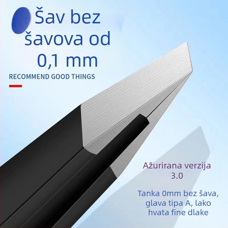 Liuliu beauty plošćasta pinceta od nehrđajućeg čelika – višenamjenski alat za njegu lica: uklanjanje dlaka, oblikovanje obrva i uvrtanje lažnih trepavica