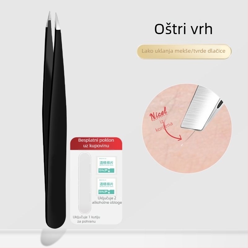 Liuliu beauty plošćasta pinceta od nehrđajućeg čelika – višenamjenski alat za njegu lica: uklanjanje dlaka, oblikovanje obrva i uvrtanje lažnih trepavica