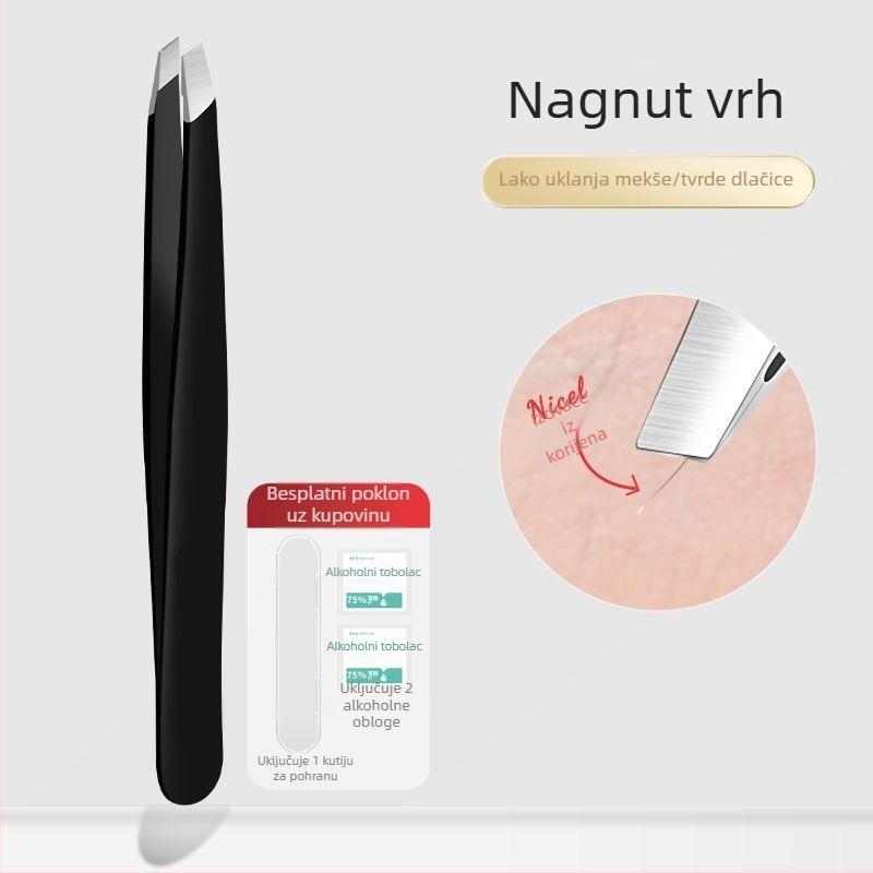 Liuliu beauty plošćasta pinceta od nehrđajućeg čelika – višenamjenski alat za njegu lica: uklanjanje dlaka, oblikovanje obrva i uvrtanje lažnih trepavica