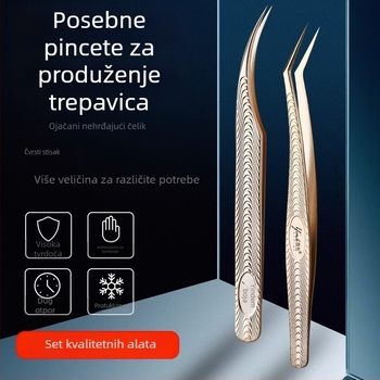 Visoko precizne pinzete za trepavice – profesionalni alati za nanošenje umjetnih trepavica, komplet za početnike, nehrđajući čelik, Yin color branda, ovlaštena privatna marka