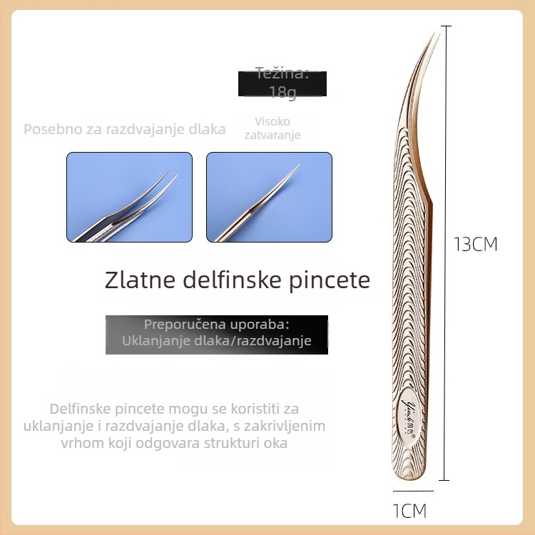 Visoko precizne pinzete za trepavice – profesionalni alati za nanošenje umjetnih trepavica, komplet za početnike, nehrđajući čelik, Yin color branda, ovlaštena privatna marka
