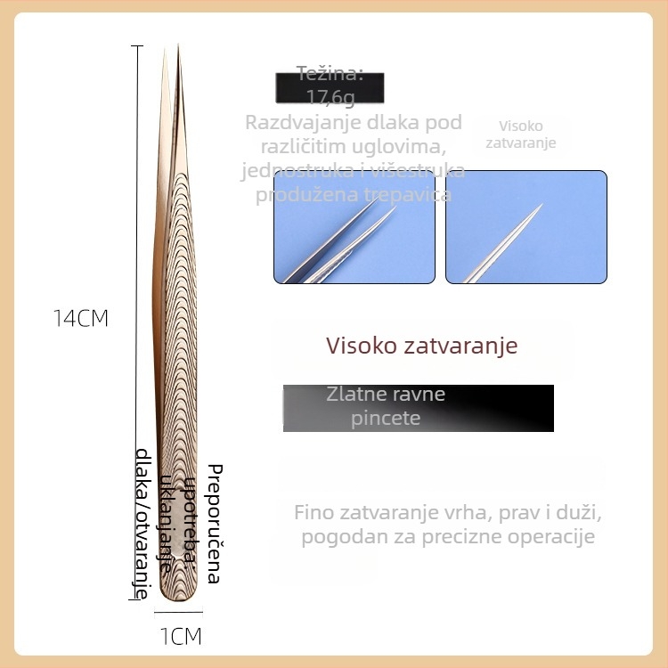 Visoko precizne pinzete za trepavice – profesionalni alati za nanošenje umjetnih trepavica, komplet za početnike, nehrđajući čelik, Yin color branda, ovlaštena privatna marka