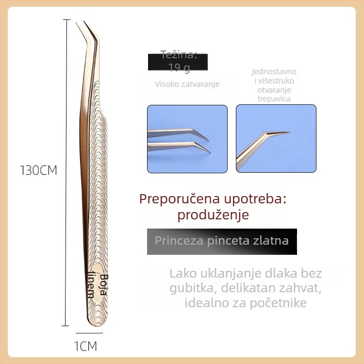 Visoko precizne pinzete za trepavice – profesionalni alati za nanošenje umjetnih trepavica, komplet za početnike, nehrđajući čelik, Yin color branda, ovlaštena privatna marka