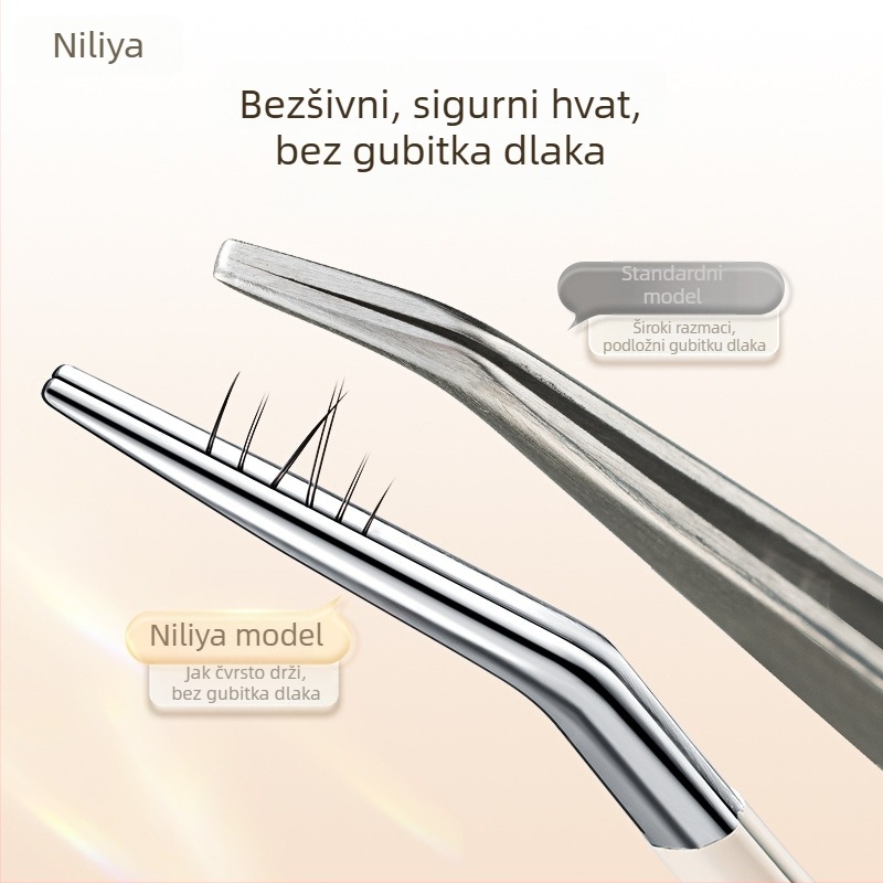 Niliya kliješta za lažne trepavice – precizni alat od nehrđajućeg čelika za početnike