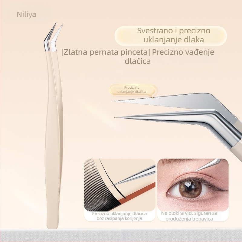 Niliya kliješta za lažne trepavice – precizni alat od nehrđajućeg čelika za početnike