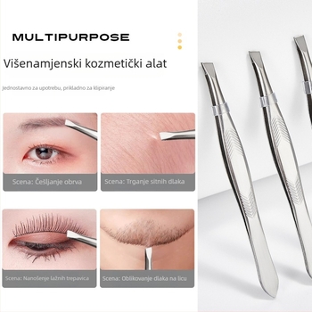 Jiaoposi nehrđajući čelik pinceta za obrve, ravne i pod kutom čeljusti, za uklanjanje dlačica i prilagodbu umjetnih trepavica — kozmetički alat