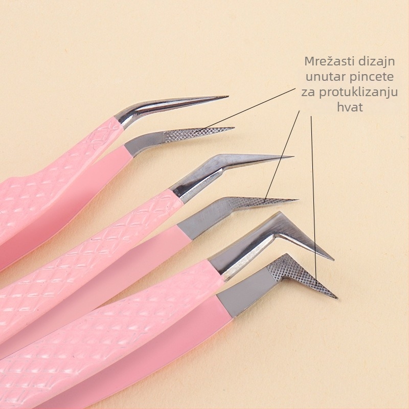 Pinza za graftanje trepavica s vlaknastom glavom od nehrđajućeg čelika, visoka preciznost