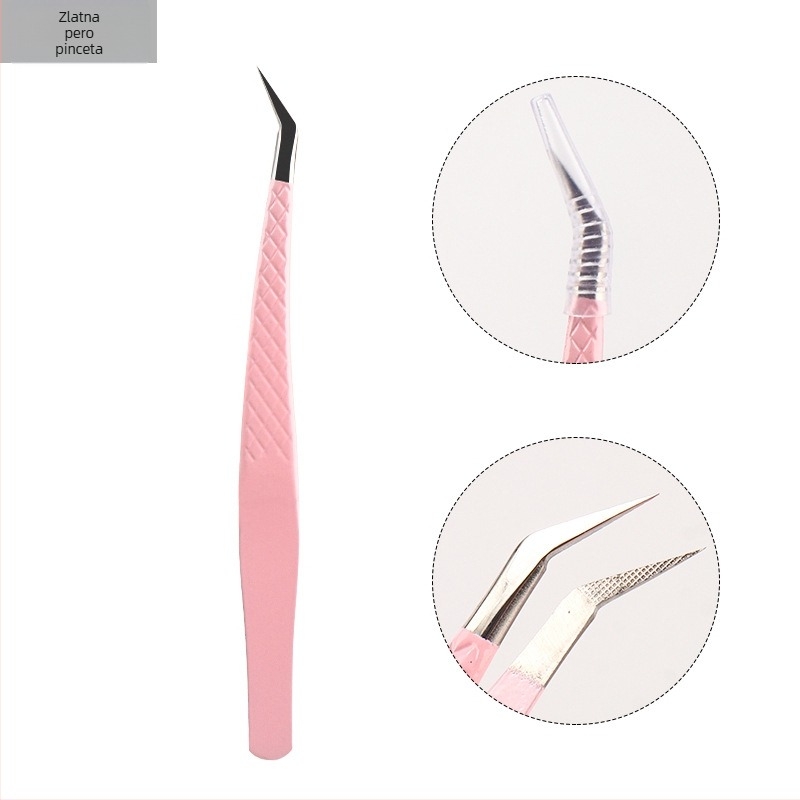 Pinza za graftanje trepavica s vlaknastom glavom od nehrđajućeg čelika, visoka preciznost