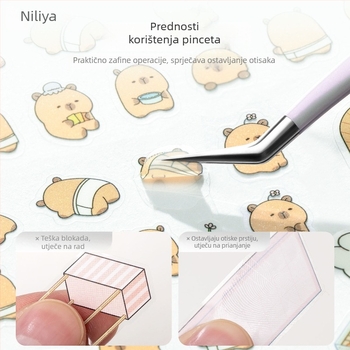 Set pinceta za trepavice: šiljaste vrhove pincete, ručka od srednjeg ugljičnog čelika, vrhovi od visokougljičnog čelika, pincete za priručnik, precizne pincete za trepavice