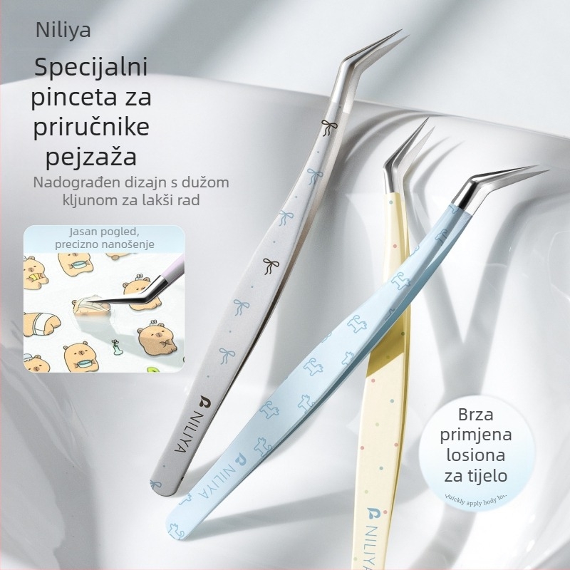 Set pinceta za trepavice: šiljaste vrhove pincete, ručka od srednjeg ugljičnog čelika, vrhovi od visokougljičnog čelika, pincete za priručnik, precizne pincete za trepavice