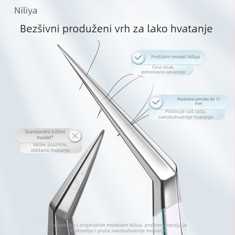 Set pinceta za trepavice: šiljaste vrhove pincete, ručka od srednjeg ugljičnog čelika, vrhovi od visokougljičnog čelika, pincete za priručnik, precizne pincete za trepavice