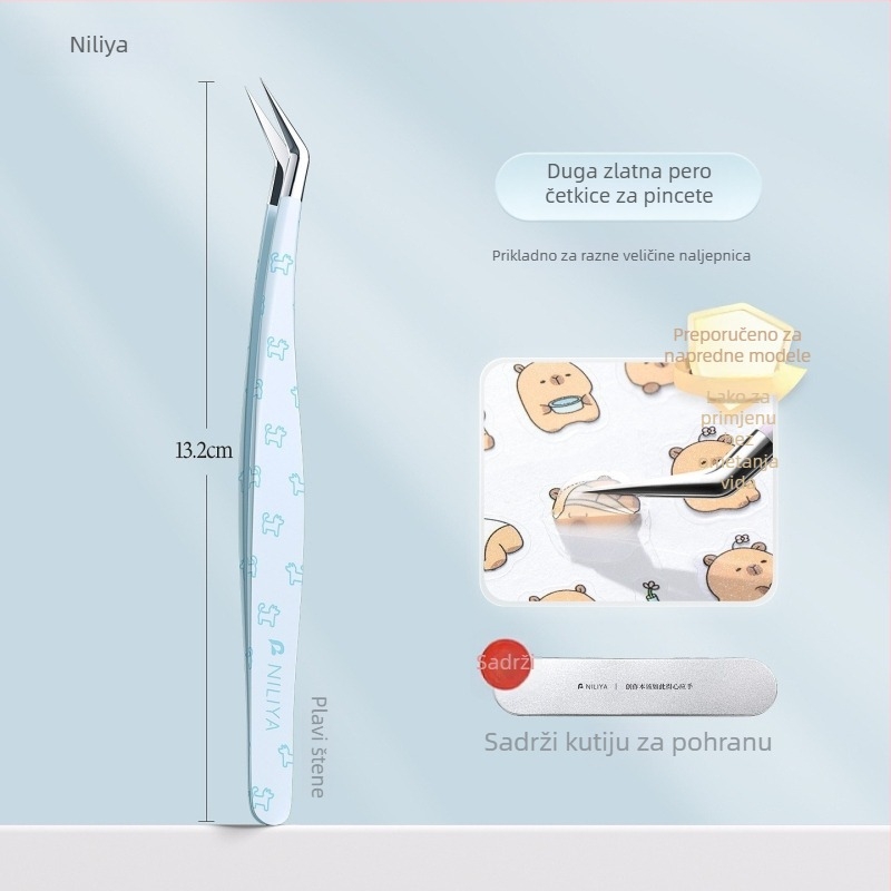 Set pinceta za trepavice: šiljaste vrhove pincete, ručka od srednjeg ugljičnog čelika, vrhovi od visokougljičnog čelika, pincete za priručnik, precizne pincete za trepavice