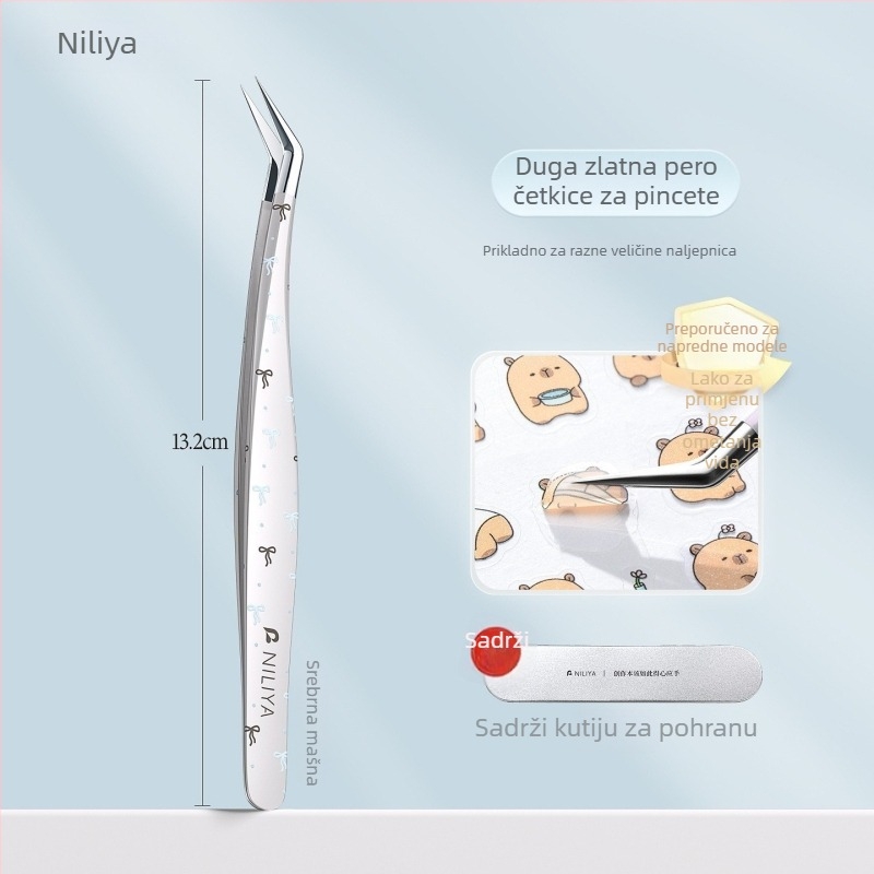 Set pinceta za trepavice: šiljaste vrhove pincete, ručka od srednjeg ugljičnog čelika, vrhovi od visokougljičnog čelika, pincete za priručnik, precizne pincete za trepavice