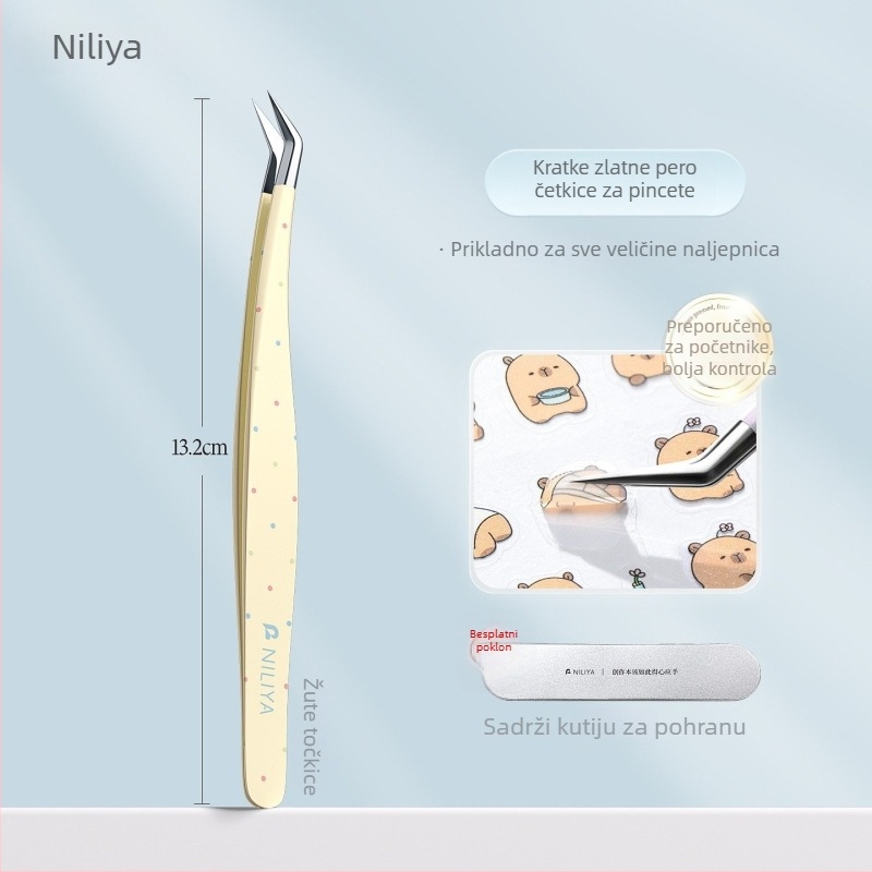 Set pinceta za trepavice: šiljaste vrhove pincete, ručka od srednjeg ugljičnog čelika, vrhovi od visokougljičnog čelika, pincete za priručnik, precizne pincete za trepavice