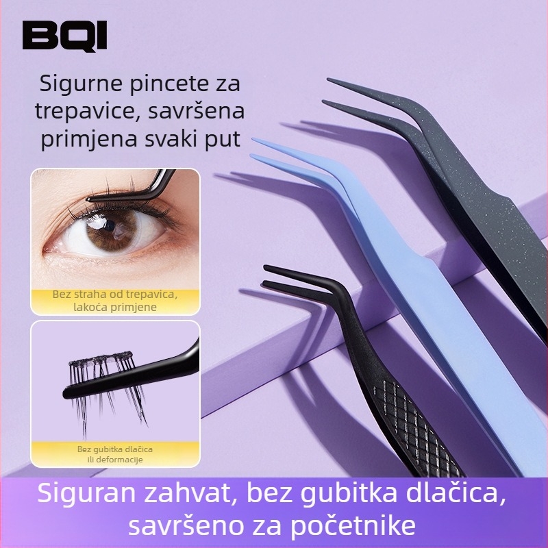 BQI mini kliješta za umetanje lažnih trepavica s okruglom glavom – alat za montiranje trepavica za početnike, bez uvoza