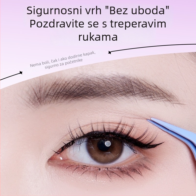 BQI mini kliješta za umetanje lažnih trepavica s okruglom glavom – alat za montiranje trepavica za početnike, bez uvoza