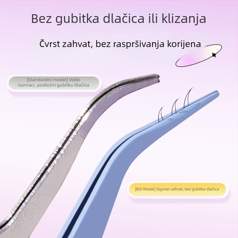 BQI mini kliješta za umetanje lažnih trepavica s okruglom glavom – alat za montiranje trepavica za početnike, bez uvoza