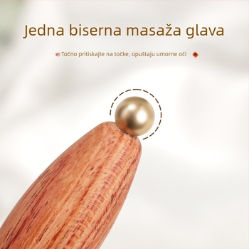 Ručni masažer za oči i lice od brazilske ružine drvene s mesinganim perlicama, u obliku lotosa, bez električne energije, za opću upotrebu