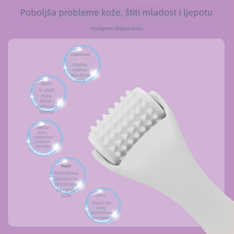 Silikonski valjak za masažu lica, ručni, bez električne energije, s izmjenjivim valjkom, za masažu lica i podizanje