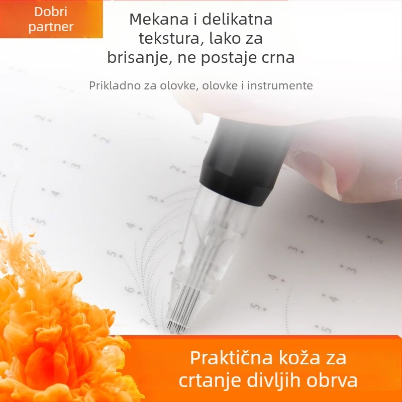 Koža za praksu tetoviranja obrva, mekana silikonska tekstura, za početnike. Uvoz: Ne; Univerzalna upotreba.