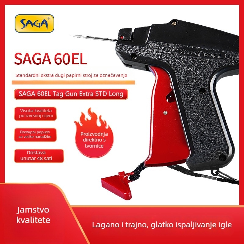 SAGA pištolj za etikete 60EL, produžena igla, za odjeću, tekstil i pakiranje