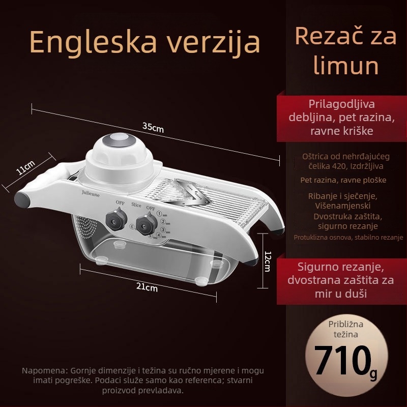 Višenamjenski rezac za povrće — ABS+420 čelik, brend AKL, mogućnost printanja logotipa, prilagodba, moderan minimalistički stil